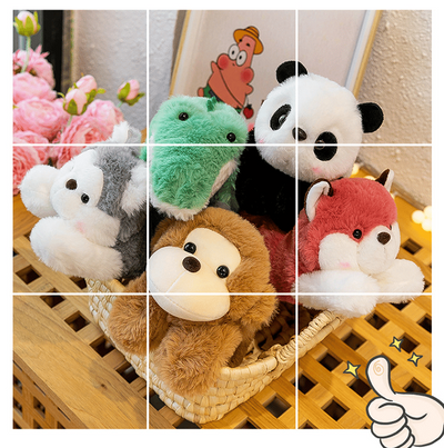 Plüsch Schnapp-Armband mit Cartoonfigur | Weiches Stoffarmband | Lustiges Kinderaccessoire | CharmeManschette