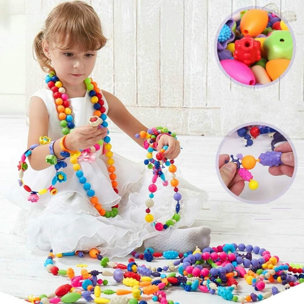Kinder Schmuck Bastelset | 500+ Pop Beads | Kreatives Spielzeug | Fördert Feinmotorik & Fantasie