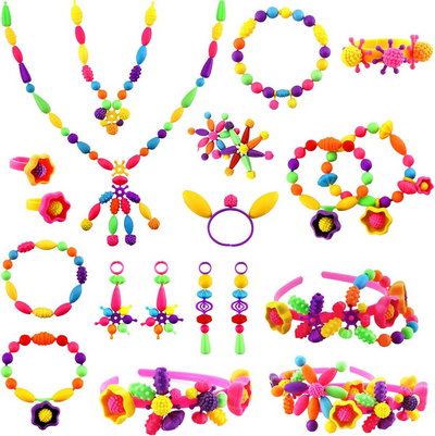 Kinder Schmuck Bastelset | 500+ Pop Beads | Kreatives Spielzeug | Fördert Feinmotorik & Fantasie