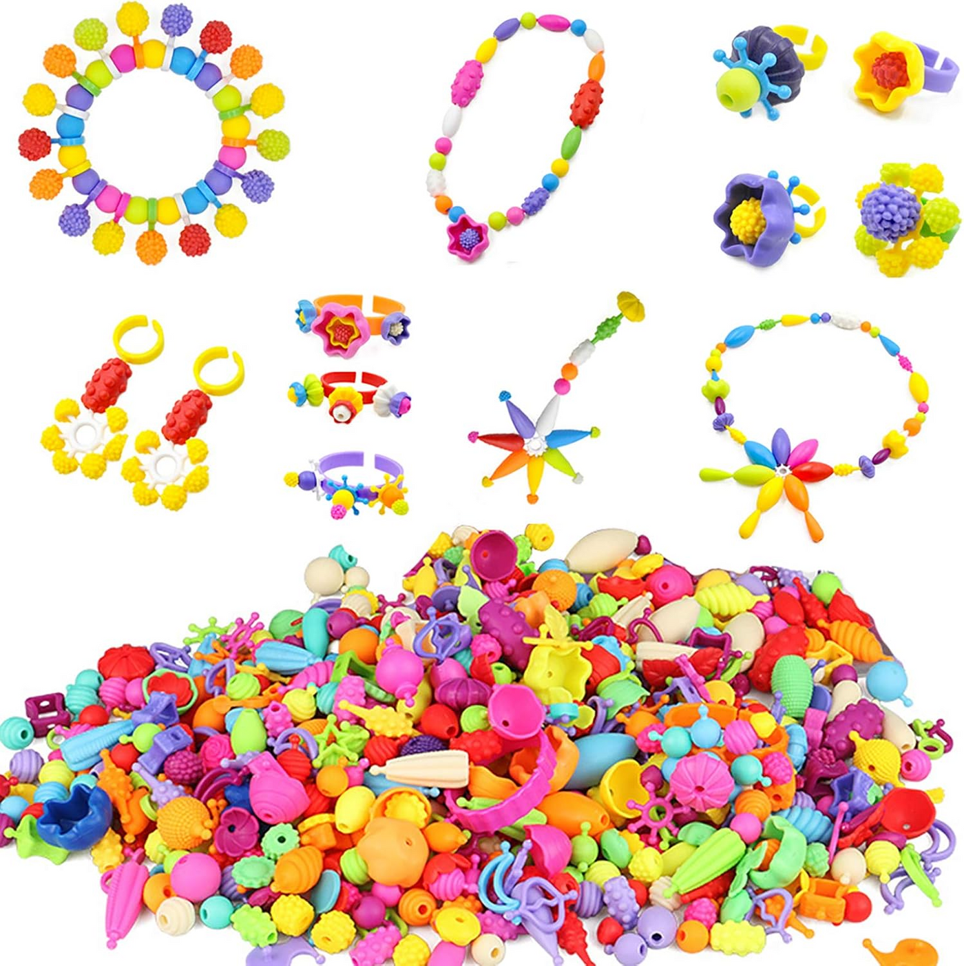 Kinder Schmuck Bastelset | 500+ Pop Beads | Kreatives Spielzeug | Fördert Feinmotorik & Fantasie