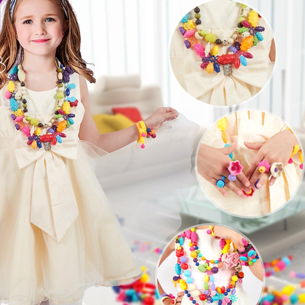 Kinder Schmuck Bastelset | 500+ Pop Beads | Kreatives Spielzeug | Fördert Feinmotorik & Fantasie