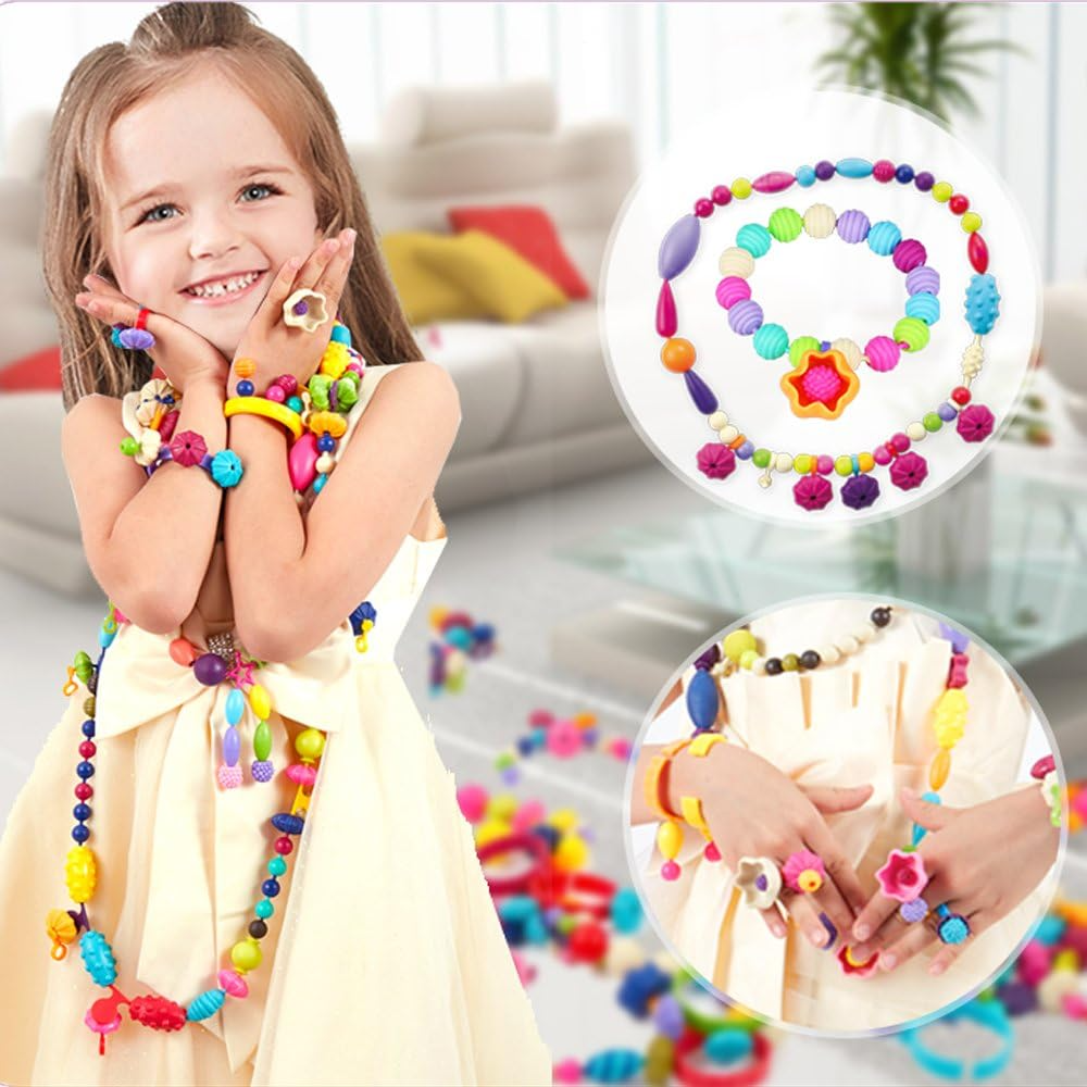 Kinder Schmuck Bastelset | 500+ Pop Beads | Kreatives Spielzeug | Fördert Feinmotorik & Fantasie