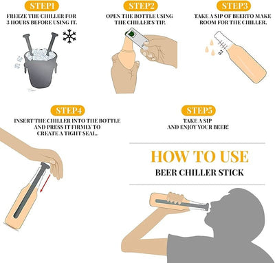 Edelstahl Bierkühlstab | Wiederverwendbarer Flaschenkühler | Für eiskaltes Bier bis zum letzten Schluck