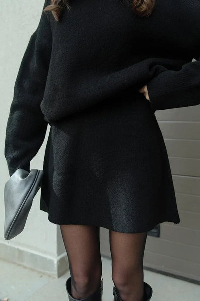 Damen Strick Zweiteiler | Überdimensional Pullover & Minirock | Herbst Outfit