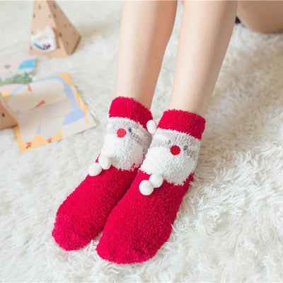 Weihnachts-Socken im Geschenkbox-Design | Flauschige Haus- & Kuschelsocken | Universalgröße