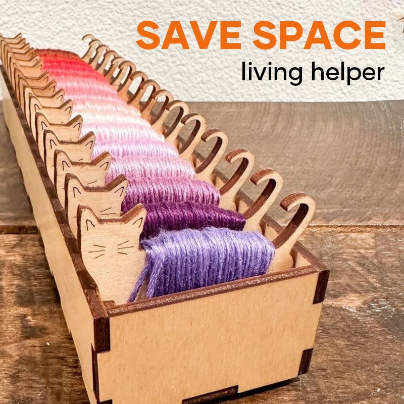 Holz Garnspulen Set | 15 Hasen Spulen + Organizer-Box | Stickgarn Aufbewahrung