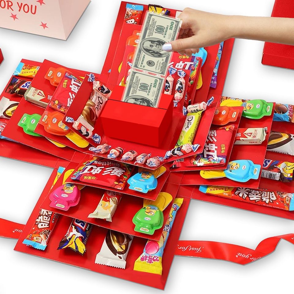 Explosionsbox Geschenkbox | 5-lagiges DIY Überraschungs-Geschenk | Personalisierbar & Kreativ