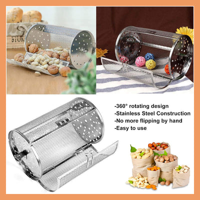 Rotierender Edelstahl-Backkäfig | 360° Heißluftfritteusen-Röstkorb | Gleichmäßiges Backen ohne Umdrehen