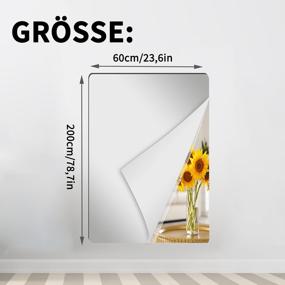GlanzSicher Unzerbrechlicher Spiegel | Flexible PET-Spiegelfolie | Bruchsicher, kindersicher & selbstklebend