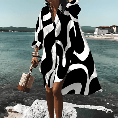 Elle&Vire - Einzigartiges Print Knielanges Kleid