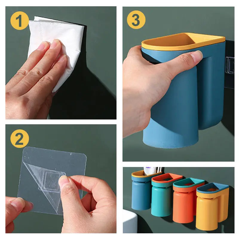 Zahnbürstenhalter selbstklebend | ABS-Kunststoff | Mit Tropfsystem | Ohne Bohren