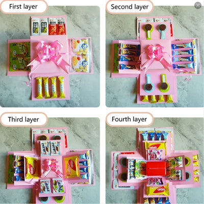 Explosionsbox Geschenkbox | 5-lagiges DIY Überraschungs-Geschenk | Personalisierbar & Kreativ