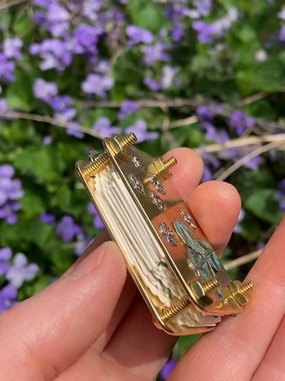 Mikro-Blumenpresse | Handgefertigt aus Silber & Messing | Inkl. 10 Blätter Herbarium-Papier