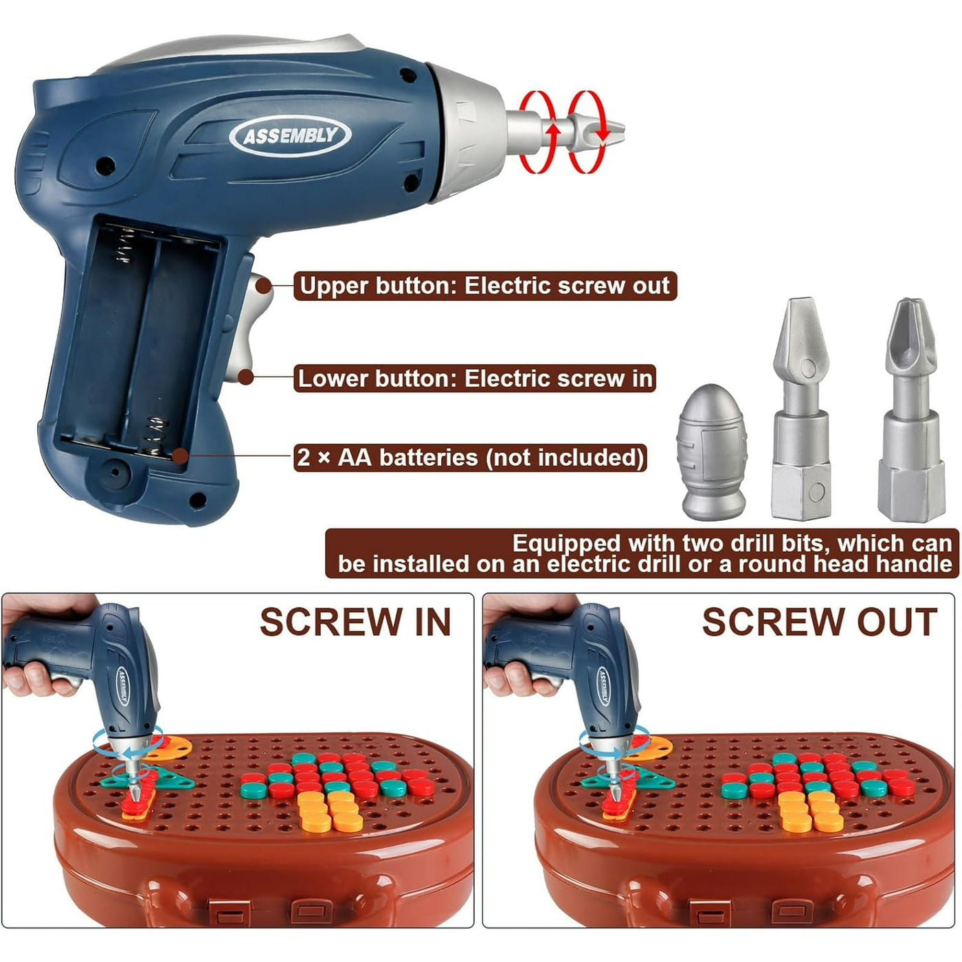 Montessori Bau-Bohr-Set für Kinder | 2D & 3D Kreativspiel | Lernspielzeug zur Förderung von STEM-Fähigkeiten