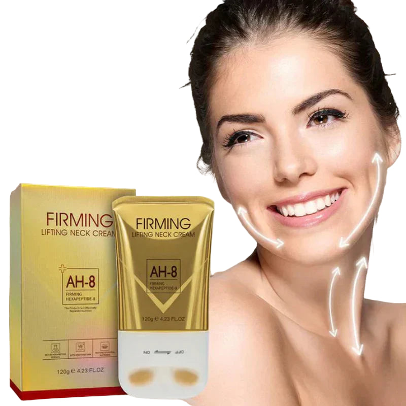 Halscreme mit 360° Massage-Roller | Straffend mit AH-8 Komplex, Ceramiden & Allantoin | Auslaufsicher