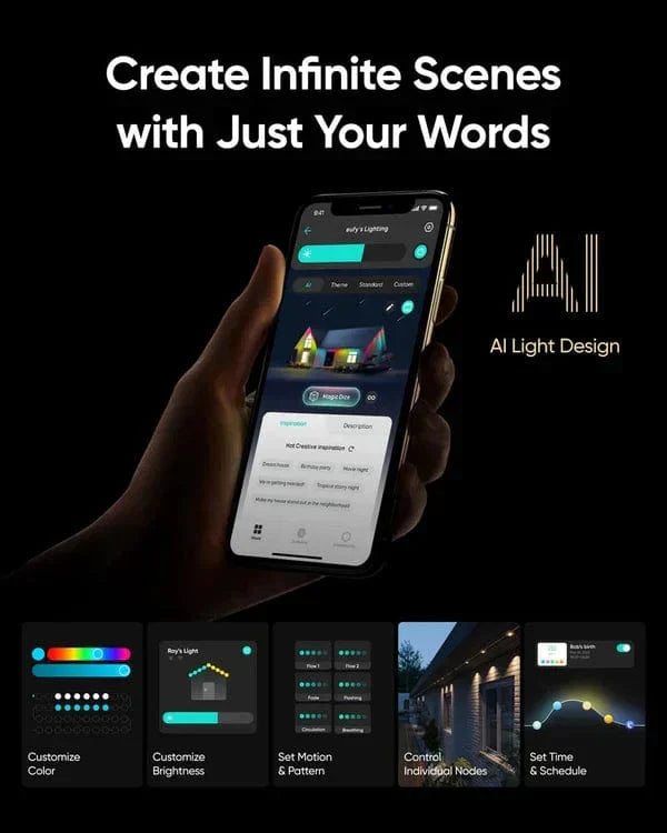 Smart LED Außenbeleuchtung | Dauerhafte Outdoor Lichtleiste | WLAN & Bluetooth Steuerung | IP65 Wasserdicht