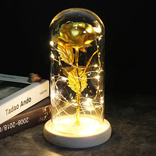 Galaxie für immer Rose Lampe | Ewige Rose im Glasdom | LED Deko Lampe | Symbol für Liebe & Zeitlose Schönheit