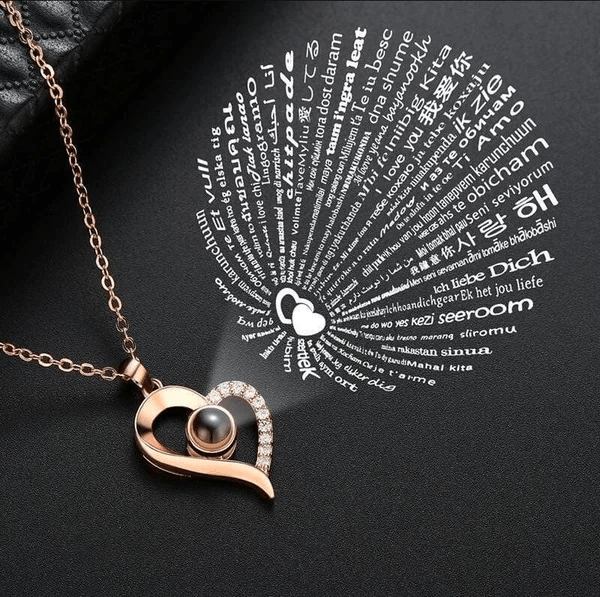 Halskette, "Ich liebe dich" in 100 Sprachen - Einzigartiges Geschenkset