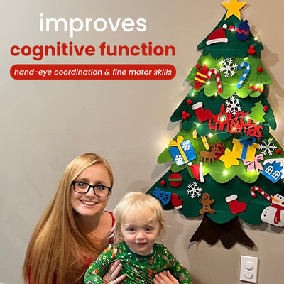 DIY Filz Weihnachtsbaum für Kinder | 32-teiliges Set | Sicheres Lernspielzeug zum Selbstdekorieren