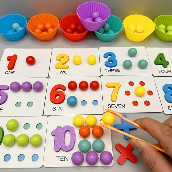 Mathematik Lernspielzeug Set | Bunte Holzperlen | Vorschule & Kindergarten