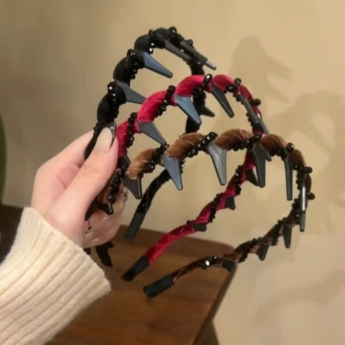 Vintage Wellen Haarreif | Mit Perlenverzierung & Volumeneffekt | Rutschfest & Druckfrei | Retro Eleganz