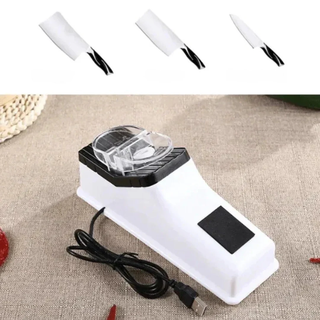 1+1 Gratis | Elektrischer Messerschleifer | Doppelseitig | USB-Aufladung | 5-Sekunden Schärfen