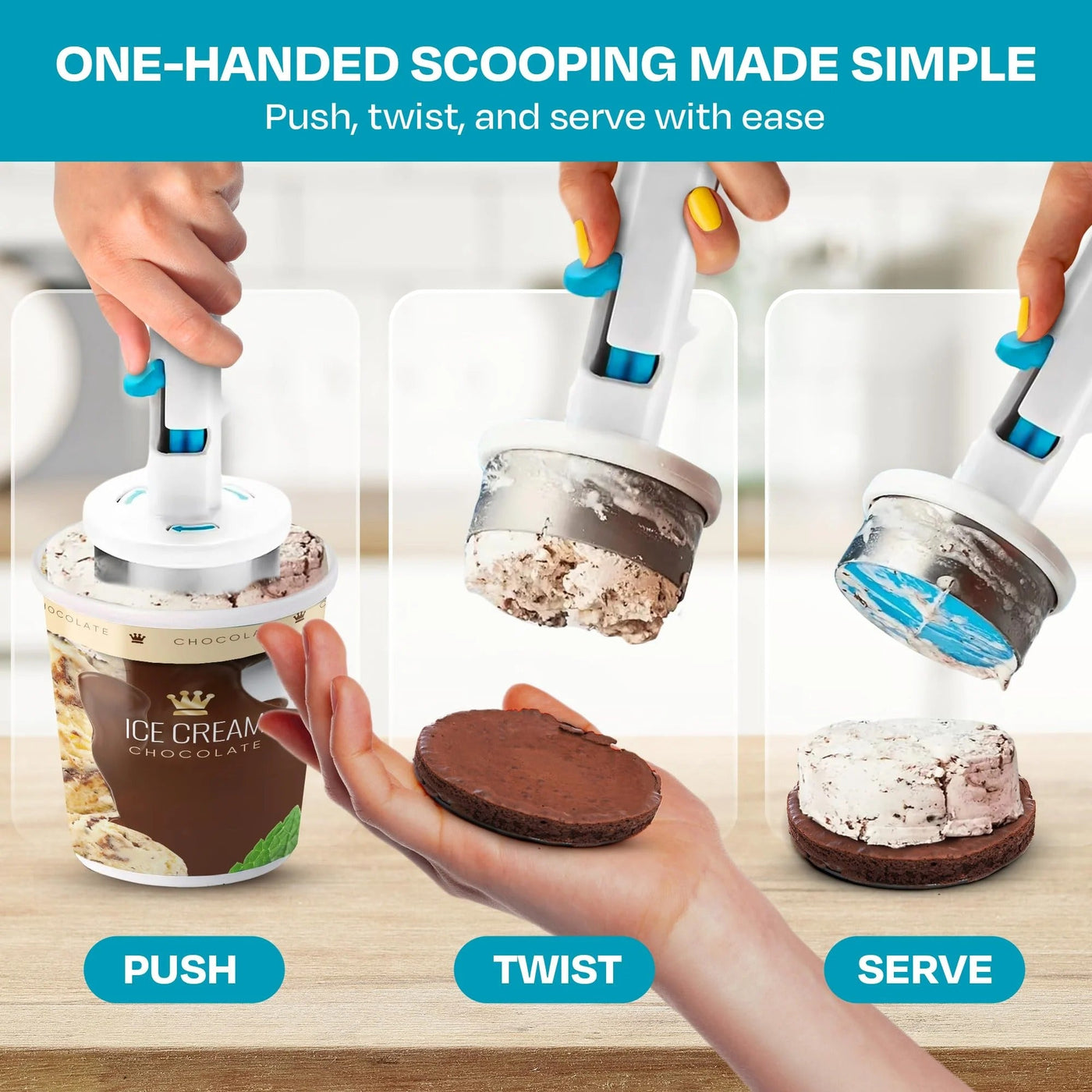 Eiscreme Sandwich Maker | Portionierer für runde Eisscheiben | ½ Cup Servings | Spülmaschinenfest