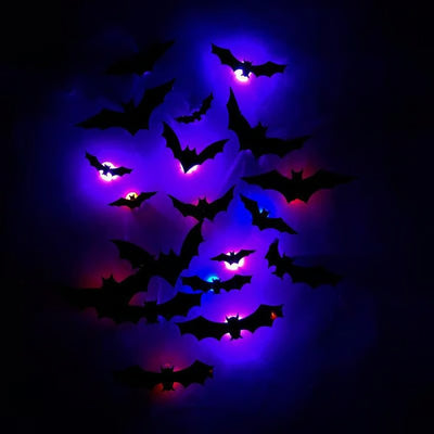 Leuchtende 3D Fledermaus Wanddeko | LED Halloween Dekoration | Innen & Außen Wetterfest | Gruselige Licht-Effekte
