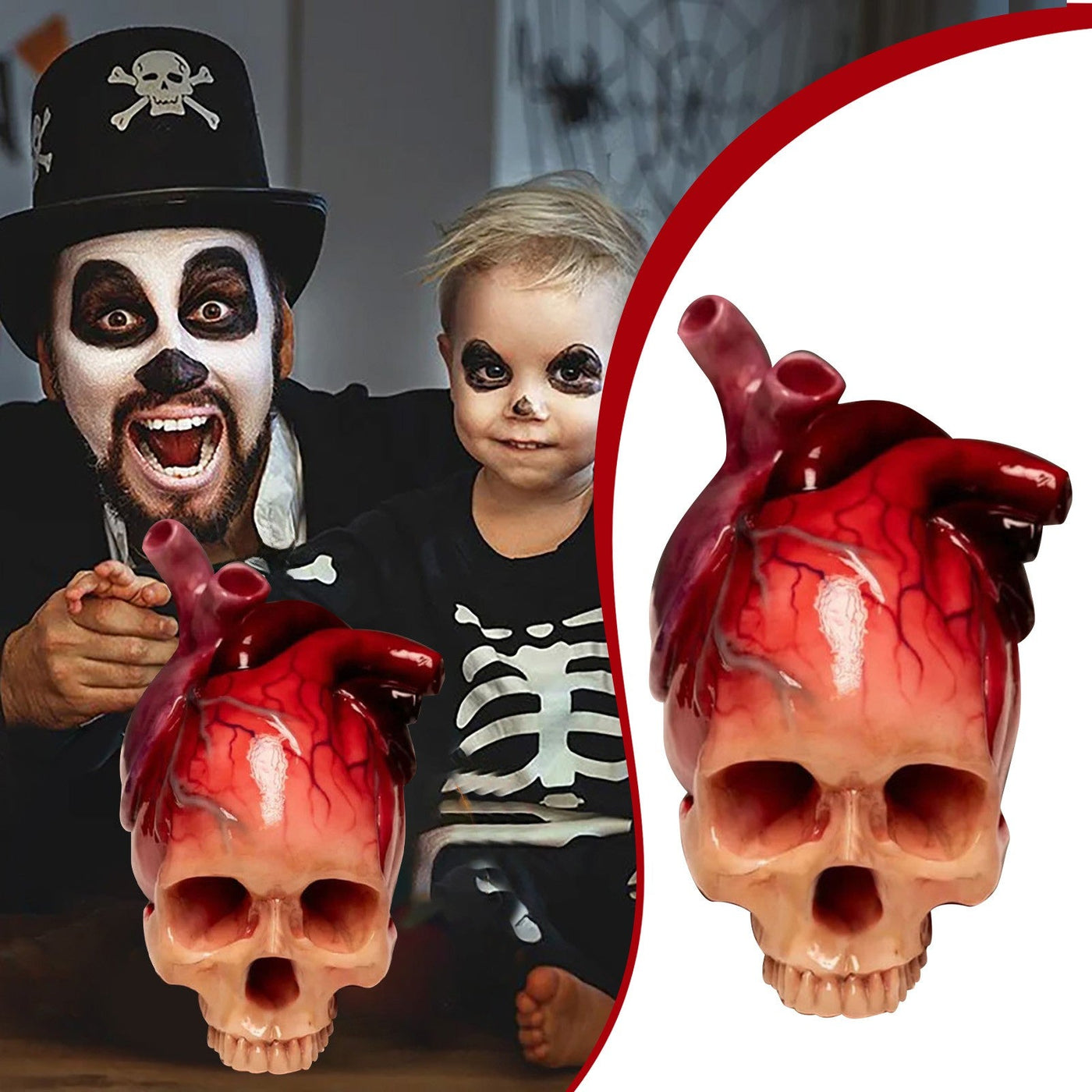 HerzSchädel™ Pumpscull Realistische Halloween-Schädel-Skulptur in Herzform