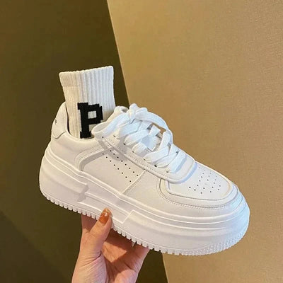 Zephanie Plateau Ganzweiße Sneakers