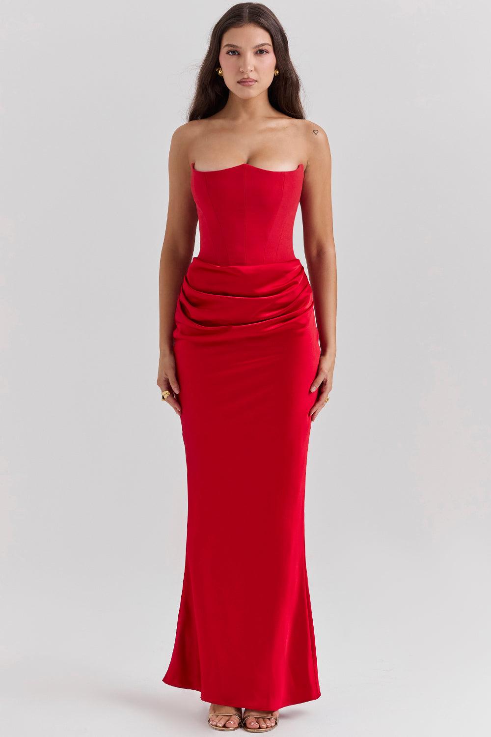 Ezra - Elegantes trägerloses Korsett Maxikleid