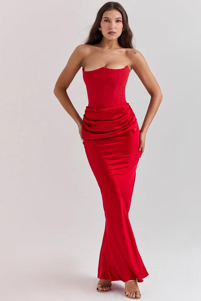 Ezra - Elegantes trägerloses Korsett Maxikleid