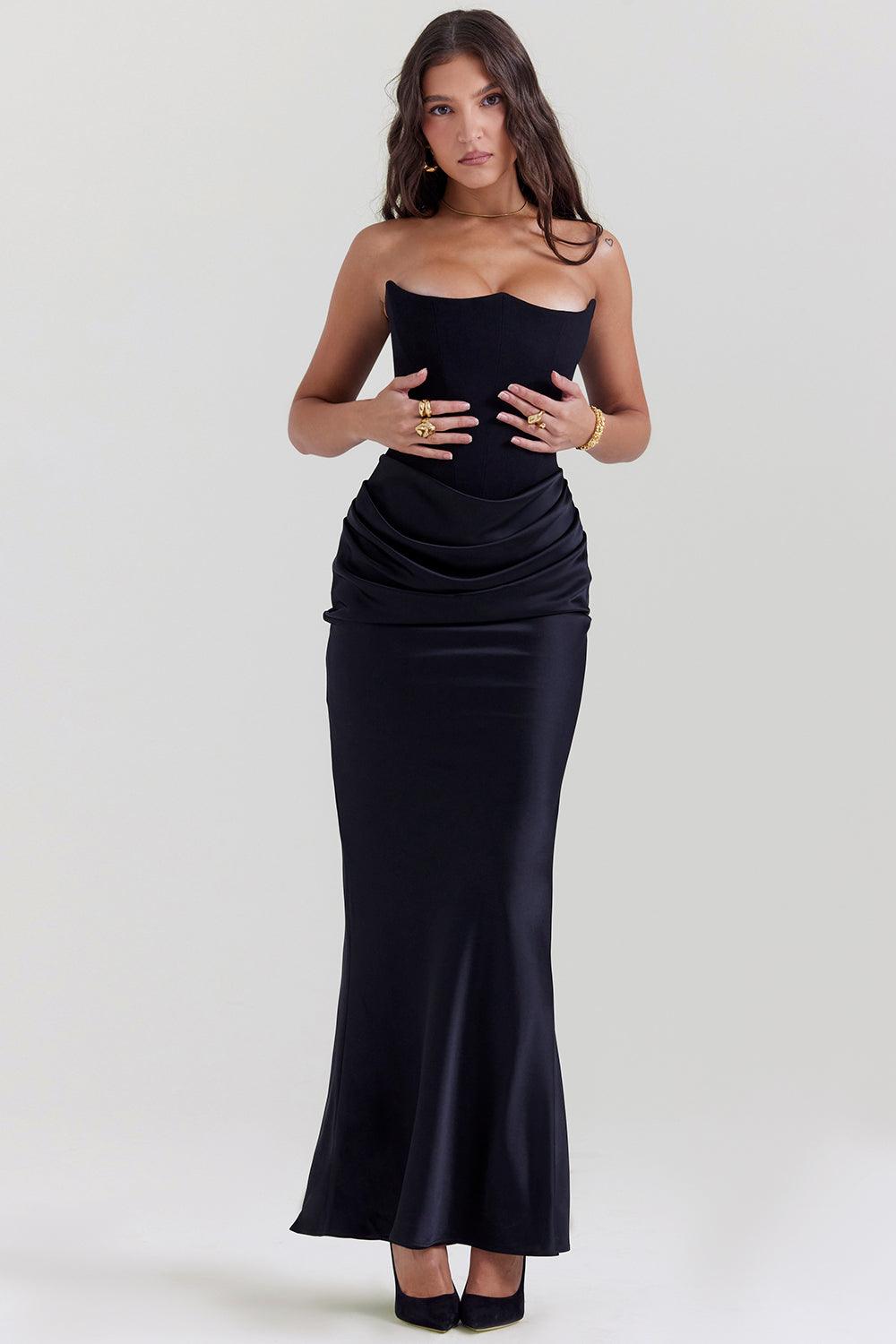 Ezra - Elegantes trägerloses Korsett Maxikleid