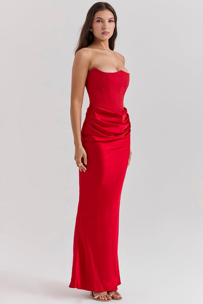 Ezra - Elegantes trägerloses Korsett Maxikleid
