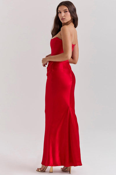Ezra - Elegantes trägerloses Korsett Maxikleid