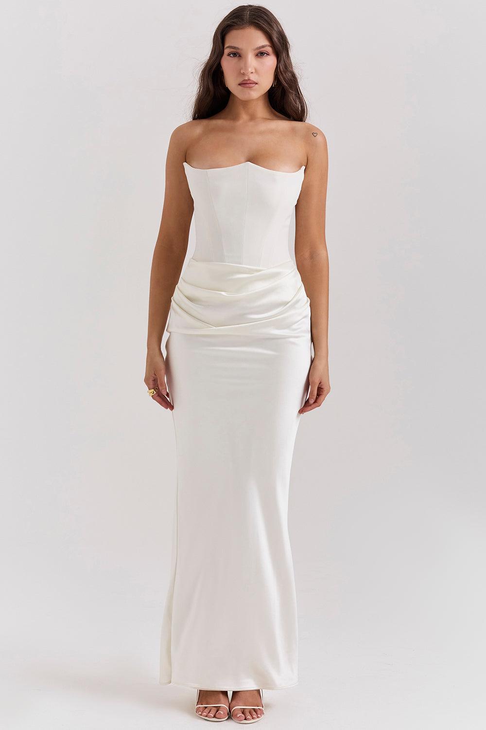 Ezra - Elegantes trägerloses Korsett Maxikleid