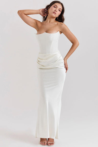 Ezra - Elegantes trägerloses Korsett Maxikleid