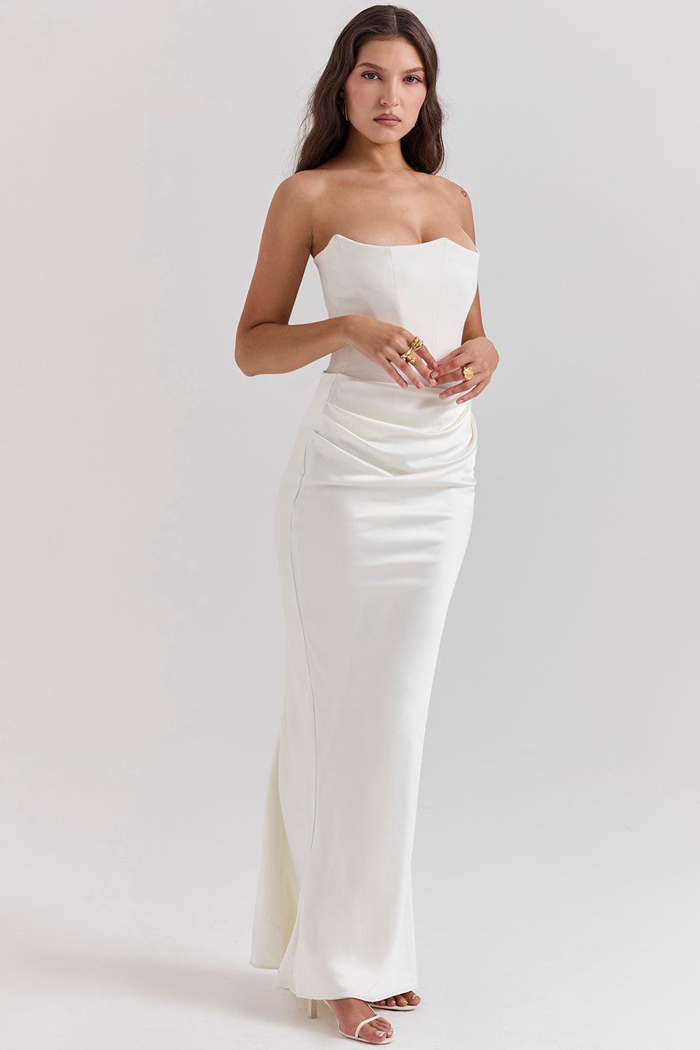 Ezra - Elegantes trägerloses Korsett Maxikleid