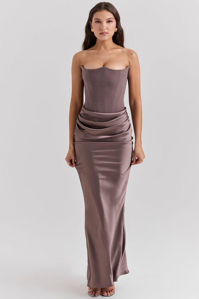 Ezra - Elegantes trägerloses Korsett Maxikleid