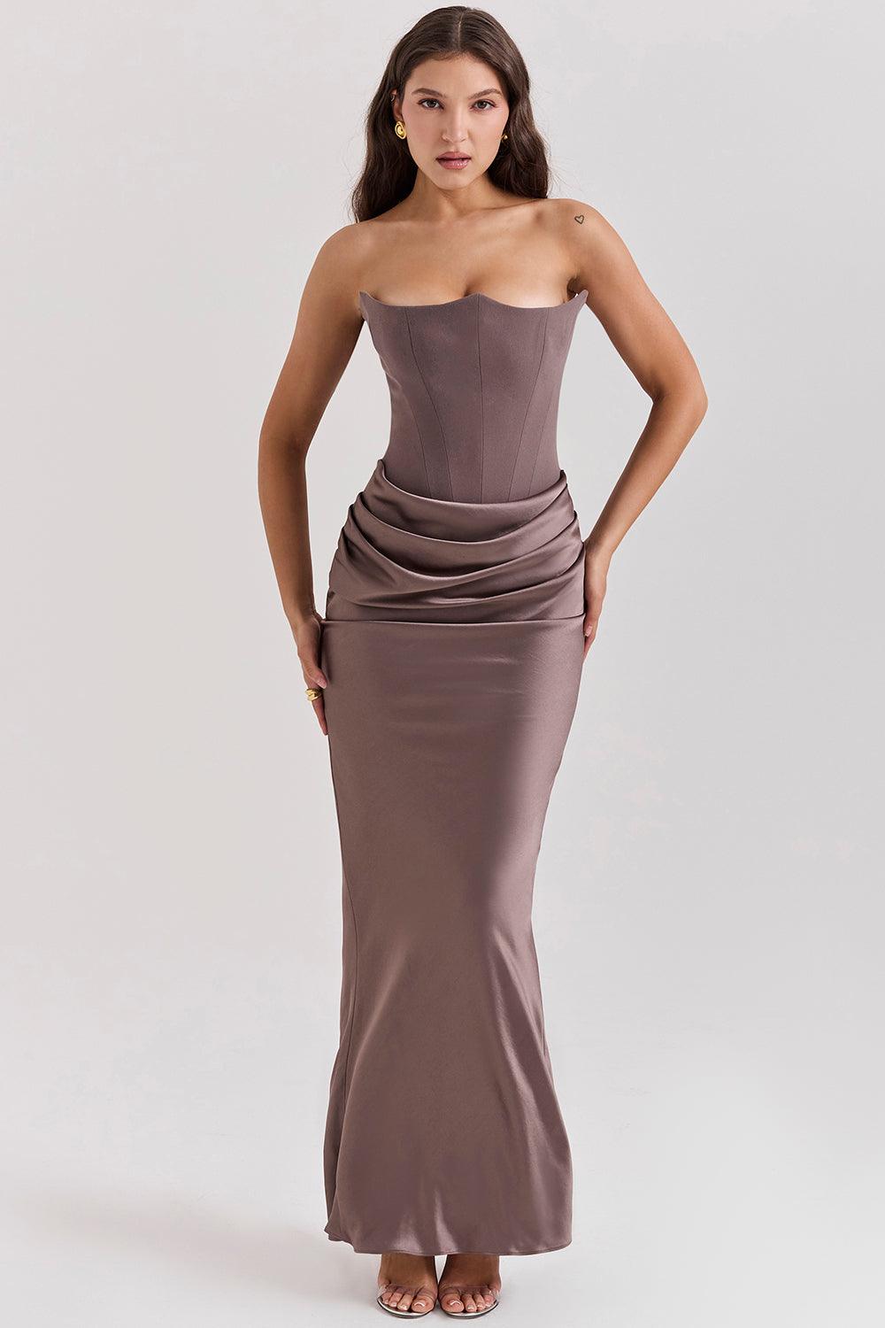 Ezra - Elegantes trägerloses Korsett Maxikleid