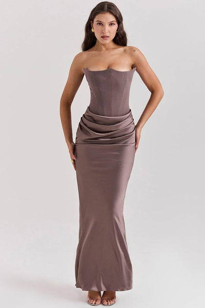 Ezra - Elegantes trägerloses Korsett Maxikleid