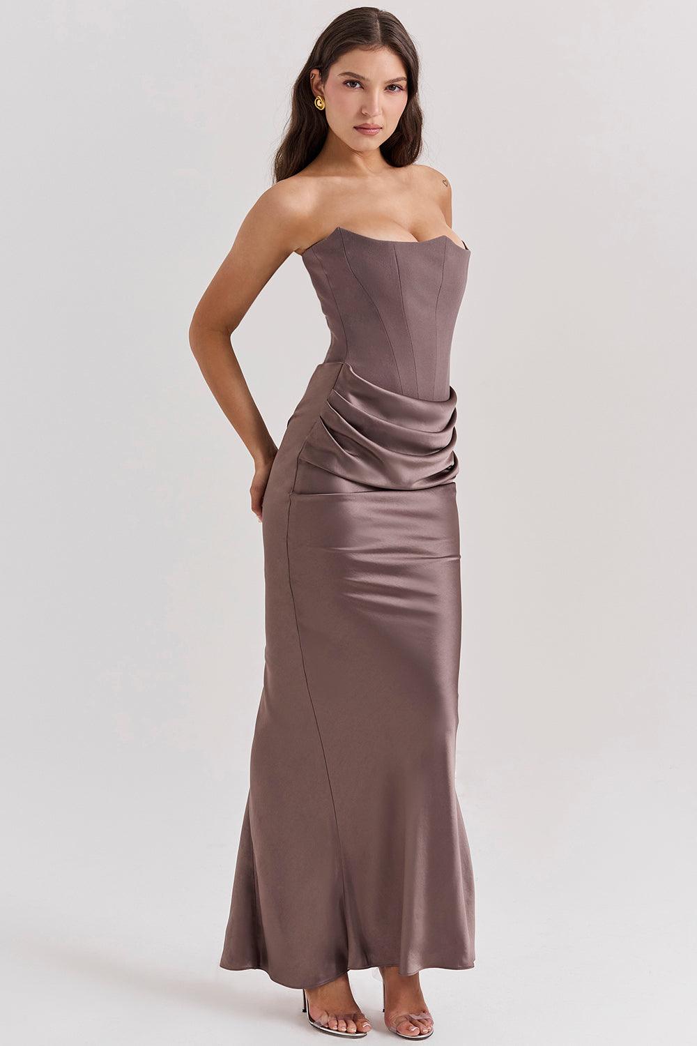 Ezra - Elegantes trägerloses Korsett Maxikleid