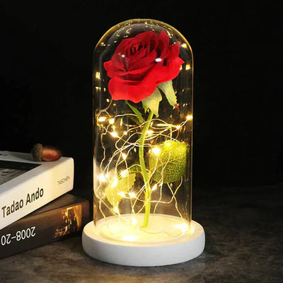 Galaxie für immer Rose Lampe | Ewige Rose im Glasdom | LED Deko Lampe | Symbol für Liebe & Zeitlose Schönheit