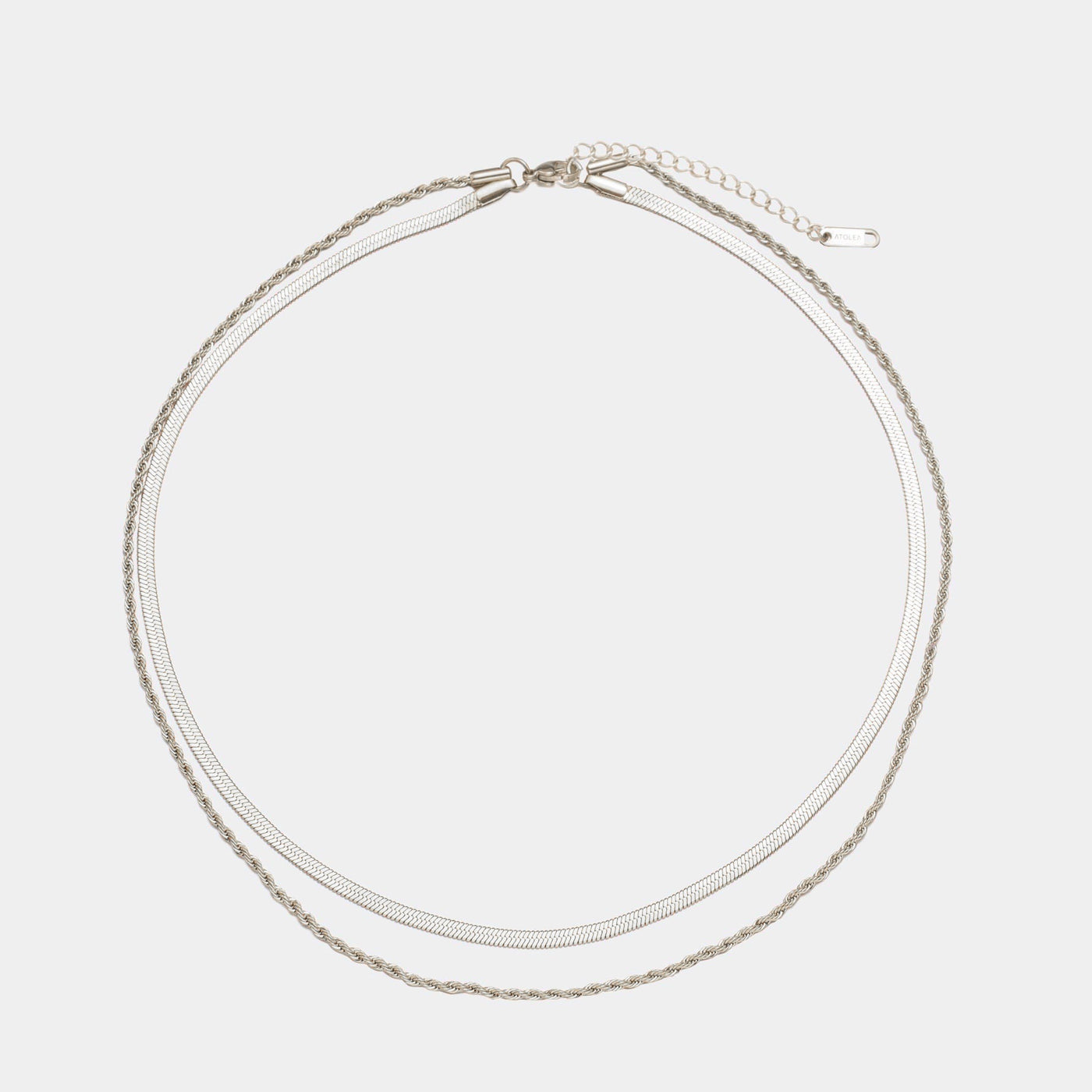 Damen Layer Halskette | 2-in-1 Herringbone Choker & Kordelkette | Edelstahl mit 18k Gold PVD