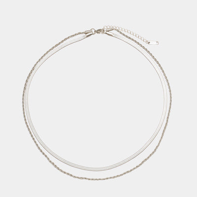 Damen Layer Halskette | 2-in-1 Herringbone Choker & Kordelkette | Edelstahl mit 18k Gold PVD