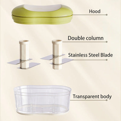 Handbetriebener Lebensmittelzerkleinerer | Stromlos & Kompakt | Edelstahlklingen | Manuelle Küchenhilfe
