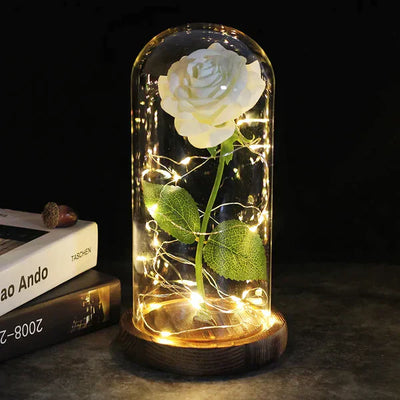 Galaxie für immer Rose Lampe | Ewige Rose im Glasdom | LED Deko Lampe | Symbol für Liebe & Zeitlose Schönheit