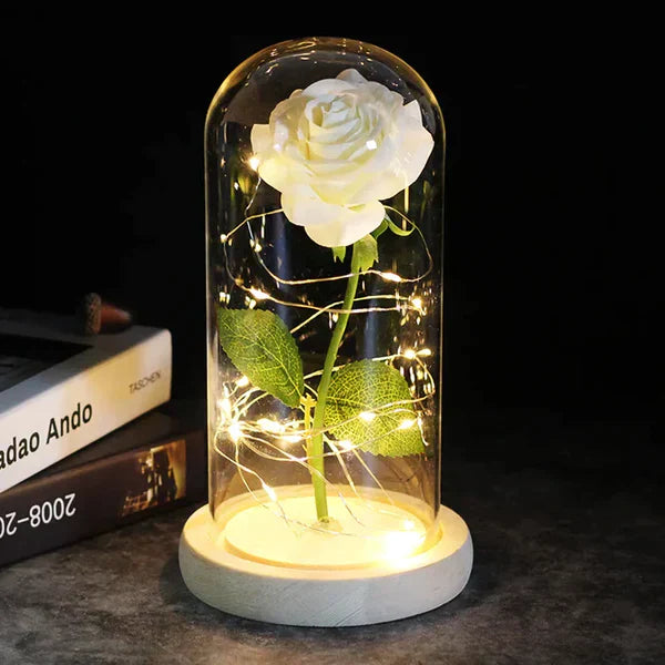 Galaxie für immer Rose Lampe | Ewige Rose im Glasdom | LED Deko Lampe | Symbol für Liebe & Zeitlose Schönheit
