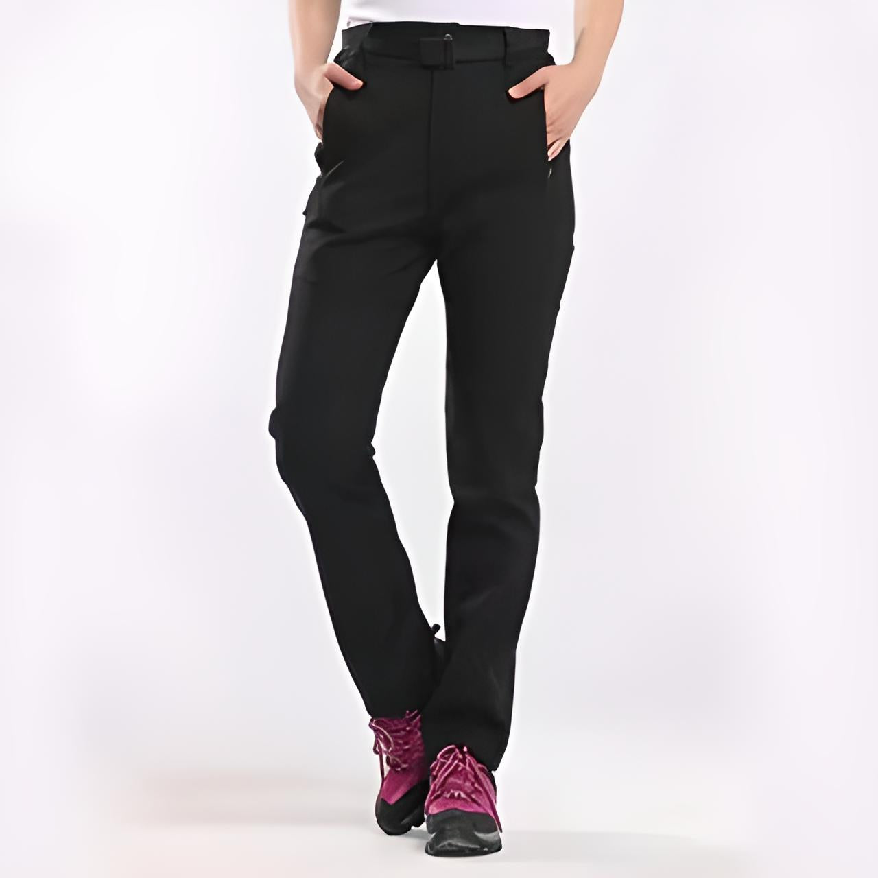 Damen Wanderhose | Wasserdicht & Fleece-gefüttert | Outdoor Trekkinghose mit Taschen & elastischen Beinabschlüssen